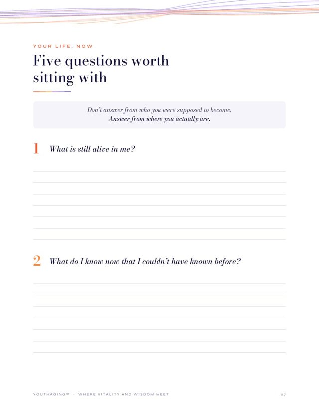 An inside page of the guide, with ruled space to write